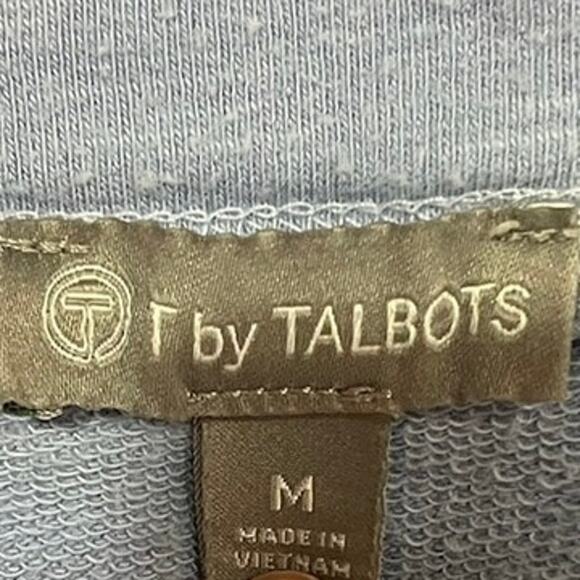 T by TALBOTS French Terry, Blue Ombre Hand Dyed Pullover Top - Size M - Picture 4 of 9